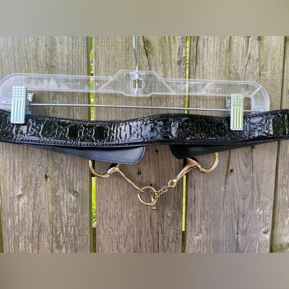 GUCCI Leather Monogram Horsebit Waist Belt RARE - Picture 2 of 14